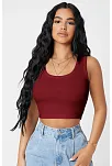Kadın Bordo Kare Yaka Crop Top Bluz – Şık, Rahat Ve Kolay Kombinlenebilir