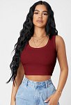 Kadın Bordo Kare Yaka Crop Top Bluz – Şık, Rahat Ve Kolay Kombinlenebilir
