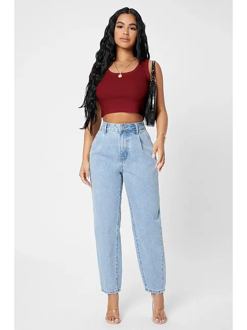Kadın Bordo Kare Yaka Crop Top Bluz – Şık, Rahat Ve Kolay Kombinlenebilir