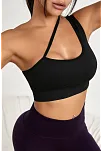 Kadın Siyah Tek Omuzlu Çapraz Askılı Crop Top Büstiyer – Modern Ve Şık Tasarım