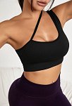 Kadın Siyah Tek Omuzlu Çapraz Askılı Crop Top Büstiyer – Modern Ve Şık Tasarım