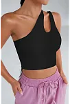 Kadın Siyah Tek Omuz Cut Out Detaylı Crop Top Bluz – Şık, Rahat Ve Kolay Kombinlenebilir