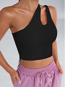 Kadın Siyah Tek Omuz Cut Out Detaylı Crop Top Bluz – Şık, Rahat Ve Kolay Kombinlenebilir