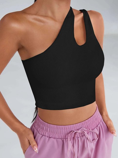 Kadın Siyah Tek Omuz Cut Out Detaylı Crop Top Bluz – Şık, Rahat Ve Kolay Kombinlenebilir
