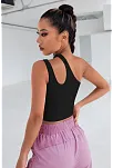 Kadın Siyah Tek Omuz Cut Out Detaylı Crop Top Bluz – Şık, Rahat Ve Kolay Kombinlenebilir