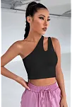 Kadın Siyah Tek Omuz Cut Out Detaylı Crop Top Bluz – Şık, Rahat Ve Kolay Kombinlenebilir