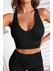 Kadın Siyah Derin Göğüs Dekolteli Şık Crop Top Bluz – Şık, Rahat Ve Kolay Kombinlenebilir