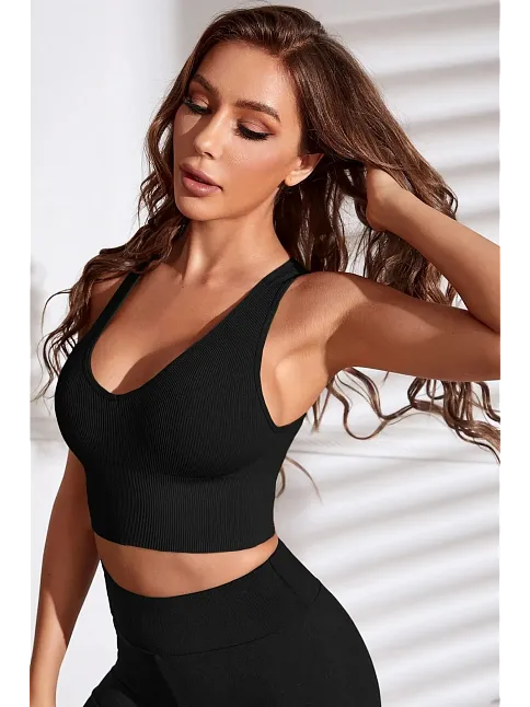 Kadın Siyah Derin Göğüs Dekolteli Şık Crop Top Bluz – Şık, Rahat Ve Kolay Kombinlenebilir