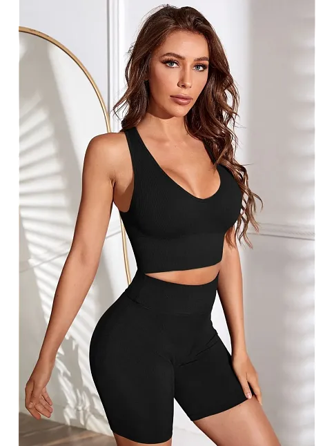 Kadın Siyah Derin Göğüs Dekolteli Şık Crop Top Bluz – Şık, Rahat Ve Kolay Kombinlenebilir