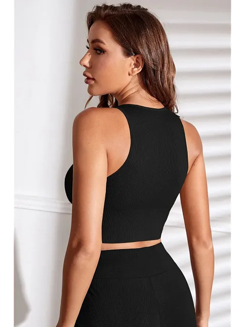 Kadın Siyah Derin Göğüs Dekolteli Şık Crop Top Bluz – Şık, Rahat Ve Kolay Kombinlenebilir