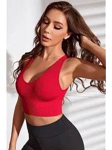 Kadın Kırmızı Derin Göğüs Dekolteli Şık Crop Top Bluz – Şık, Rahat Ve Kolay Kombinlenebilir