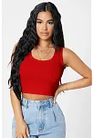 Kadın Kırmızı Kare Yaka Crop Top Bluz – Şık, Rahat Ve Kolay Kombinlenebilir