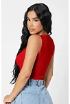 Kadın Kırmızı Kare Yaka Crop Top Bluz – Şık, Rahat Ve Kolay Kombinlenebilir
