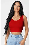 Kadın Kırmızı Kare Yaka Crop Top Bluz – Şık, Rahat Ve Kolay Kombinlenebilir