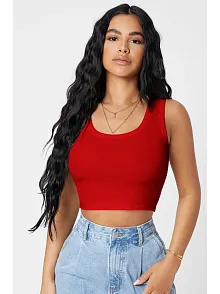Kadın Kırmızı Kare Yaka Crop Top Bluz – Şık, Rahat Ve Kolay Kombinlenebilir