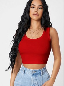 Kadın Kırmızı Kare Yaka Crop Top Bluz – Şık, Rahat Ve Kolay Kombinlenebilir