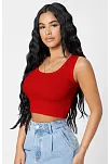Kadın Kırmızı Kare Yaka Crop Top Bluz – Şık, Rahat Ve Kolay Kombinlenebilir