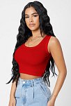 Kadın Kırmızı Kare Yaka Crop Top Bluz – Şık, Rahat Ve Kolay Kombinlenebilir