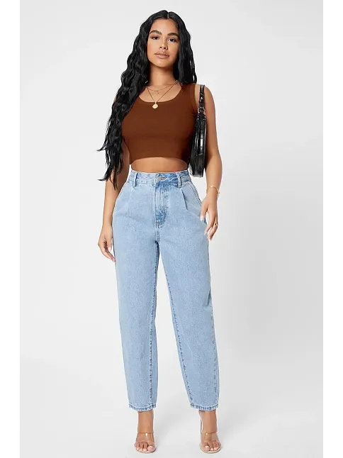 Kadın Kahverengi Kare Yaka Crop Top Bluz – Şık, Rahat Ve Kolay Kombinlenebilir
