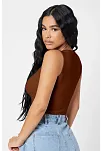 Kadın Kahverengi Kare Yaka Crop Top Bluz – Şık, Rahat Ve Kolay Kombinlenebilir