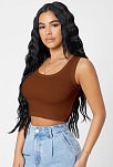 Kadın Kahverengi Kare Yaka Crop Top Bluz – Şık, Rahat Ve Kolay Kombinlenebilir