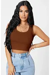 Kadın Kahverengi Kare Yaka Crop Top Bluz – Şık, Rahat Ve Kolay Kombinlenebilir
