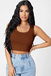 Kadın Kahverengi Kare Yaka Crop Top Bluz – Şık, Rahat Ve Kolay Kombinlenebilir
