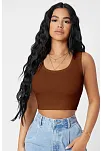 Kadın Kahverengi Kare Yaka Crop Top Bluz – Şık, Rahat Ve Kolay Kombinlenebilir