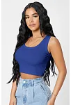 Kadın Lacivert Kare Yaka Crop Top Bluz – Şık, Rahat Ve Kolay Kombinlenebilir