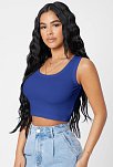 Kadın Lacivert Kare Yaka Crop Top Bluz – Şık, Rahat Ve Kolay Kombinlenebilir