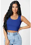 Kadın Lacivert Kare Yaka Crop Top Bluz – Şık, Rahat Ve Kolay Kombinlenebilir