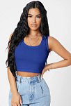Kadın Lacivert Kare Yaka Crop Top Bluz – Şık, Rahat Ve Kolay Kombinlenebilir