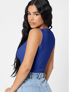 Kadın Lacivert Kare Yaka Crop Top Bluz – Şık, Rahat Ve Kolay Kombinlenebilir