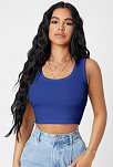 Kadın Lacivert Kare Yaka Crop Top Bluz – Şık, Rahat Ve Kolay Kombinlenebilir