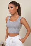 Kadın Gri Kare Yaka Crop Top Bluz – Şık, Rahat Ve Kolay Kombinlenebilir