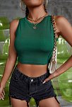 Kadın Yeşil Kare Yaka Crop Top Bluz – Şık, Rahat Ve Kolay Kombinlenebilir