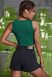 Kadın Yeşil Kare Yaka Crop Top Bluz – Şık, Rahat Ve Kolay Kombinlenebilir