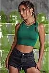 Kadın Yeşil Kare Yaka Crop Top Bluz – Şık, Rahat Ve Kolay Kombinlenebilir