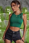 Kadın Yeşil Kare Yaka Crop Top Bluz – Şık, Rahat Ve Kolay Kombinlenebilir