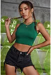 Kadın Yeşil Kare Yaka Crop Top Bluz – Şık, Rahat Ve Kolay Kombinlenebilir