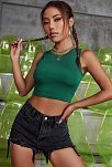 Kadın Yeşil Kare Yaka Crop Top Bluz – Şık, Rahat Ve Kolay Kombinlenebilir