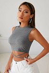 Kadın Gri Çapraz Bağlamalı Crop Top Büstiyer – Modern Ve Şık Tasarım