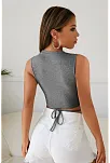 Kadın Gri Çapraz Bağlamalı Crop Top Büstiyer – Modern Ve Şık Tasarım