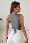 Kadın Gri Çapraz Bağlamalı Crop Top Büstiyer – Modern Ve Şık Tasarım