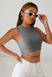 Kadın Gri Çapraz Bağlamalı Crop Top Büstiyer – Modern Ve Şık Tasarım