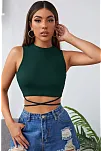 Kadın Yeşil Çapraz Bağlamalı Crop Top Büstiyer – Modern Ve Şık Tasarım