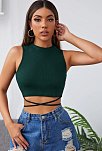 Kadın Yeşil Çapraz Bağlamalı Crop Top Büstiyer – Modern Ve Şık Tasarım
