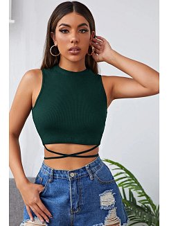 Kadın Yeşil Çapraz Bağlamalı Crop Top Büstiyer – Modern Ve Şık Tasarım
