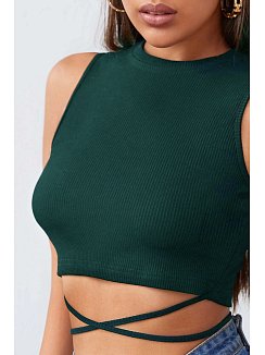 Kadın Yeşil Çapraz Bağlamalı Crop Top Büstiyer – Modern Ve Şık Tasarım