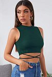Kadın Yeşil Çapraz Bağlamalı Crop Top Büstiyer – Modern Ve Şık Tasarım